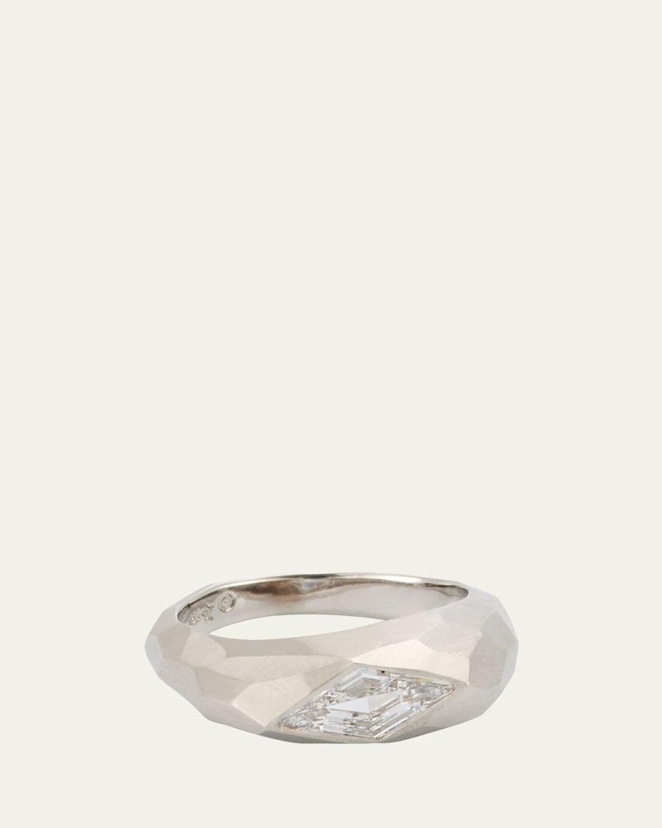 Pebble Ring in White Gold with Lozenge Diamond